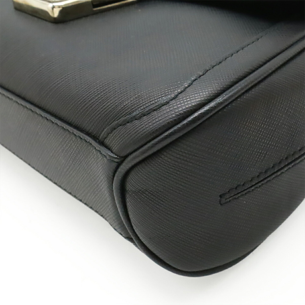 Salvatore Ferragamo Gancini Vara Chain Shoulder Handbag, Leather, Black, BW-8462 - Picture 4 of 10